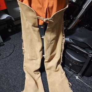 Leather Riding Chaps with Fringe